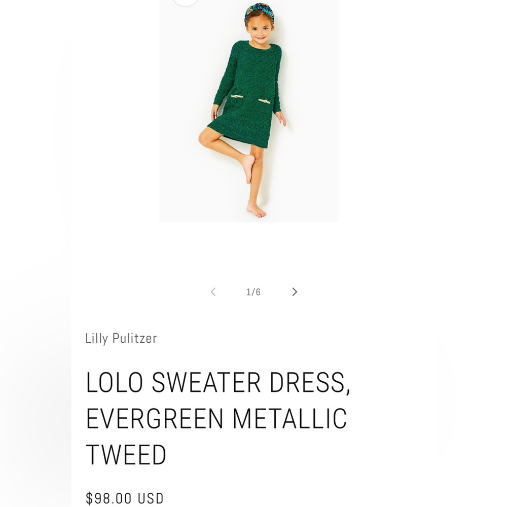 Lilly Pulitzer Evergreen Metallic Sweater Dress